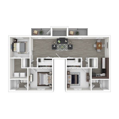 Floor plan for 3 beds, 2 baths, 1430 sqft